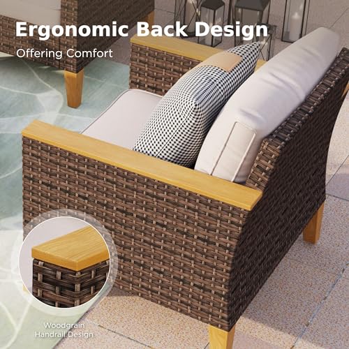 12 Piece Beige Wicker Patio Conversation Sofa Set J12273