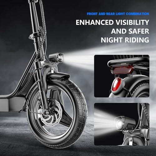 500W Peak Motor Sit Down E Scooter with Basket, 14" Pneumatic Tire W8476