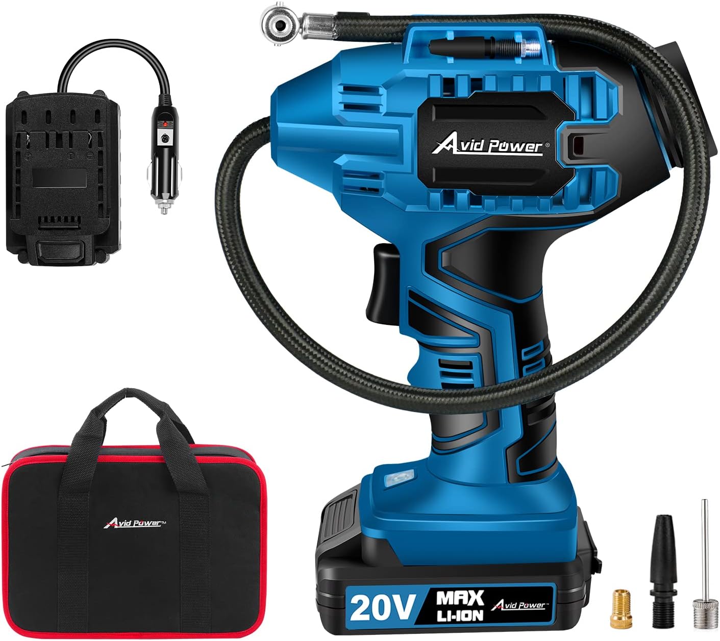 20V Cordless Tire Inflator Air Compressor with Rechargeable Li-ion Battery R12306