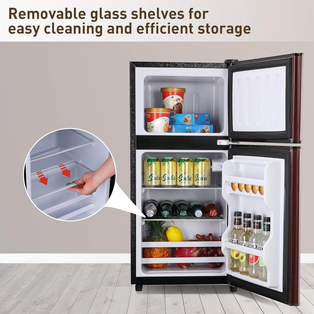 Compact Refrigerator, 3.5 Cu.Ft Double Door Fridge with 7 Level Adjustable Thermostat R35290