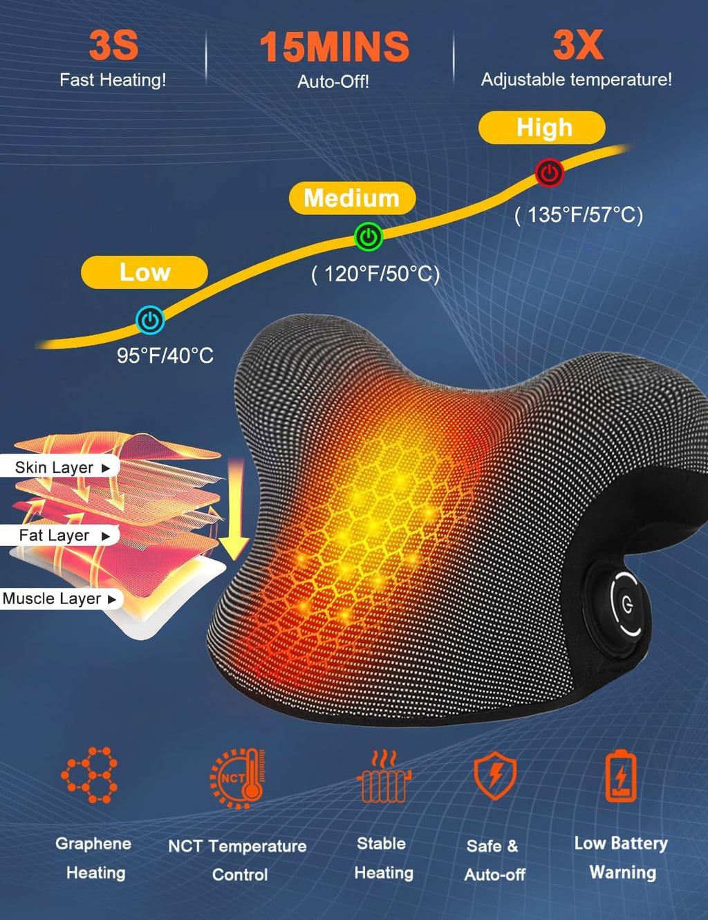 Wireless Cordless Neck Cervical Traction Device with Graphene Heating Pad R3241