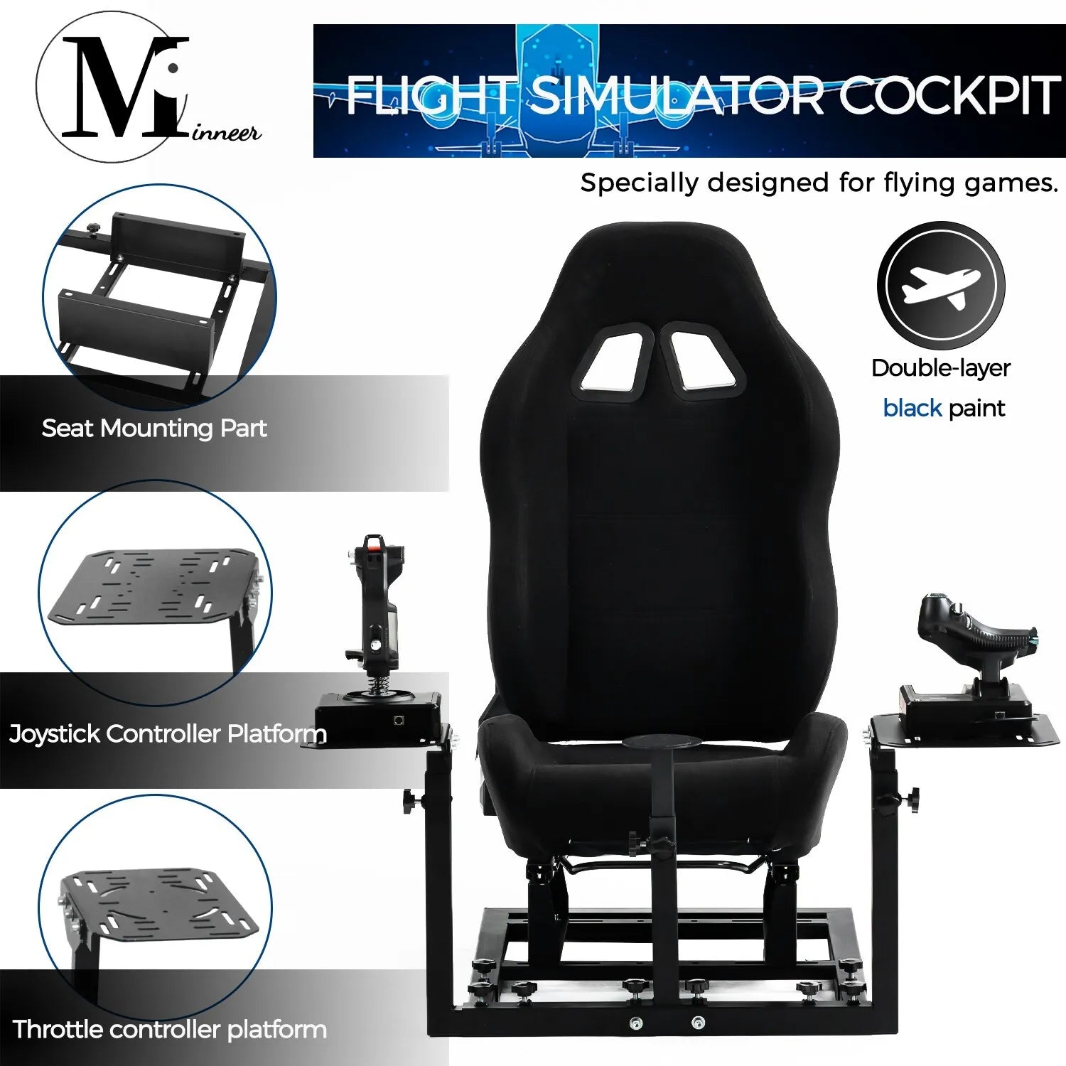 Flight Simulator Cockpit with Black Seat U90195