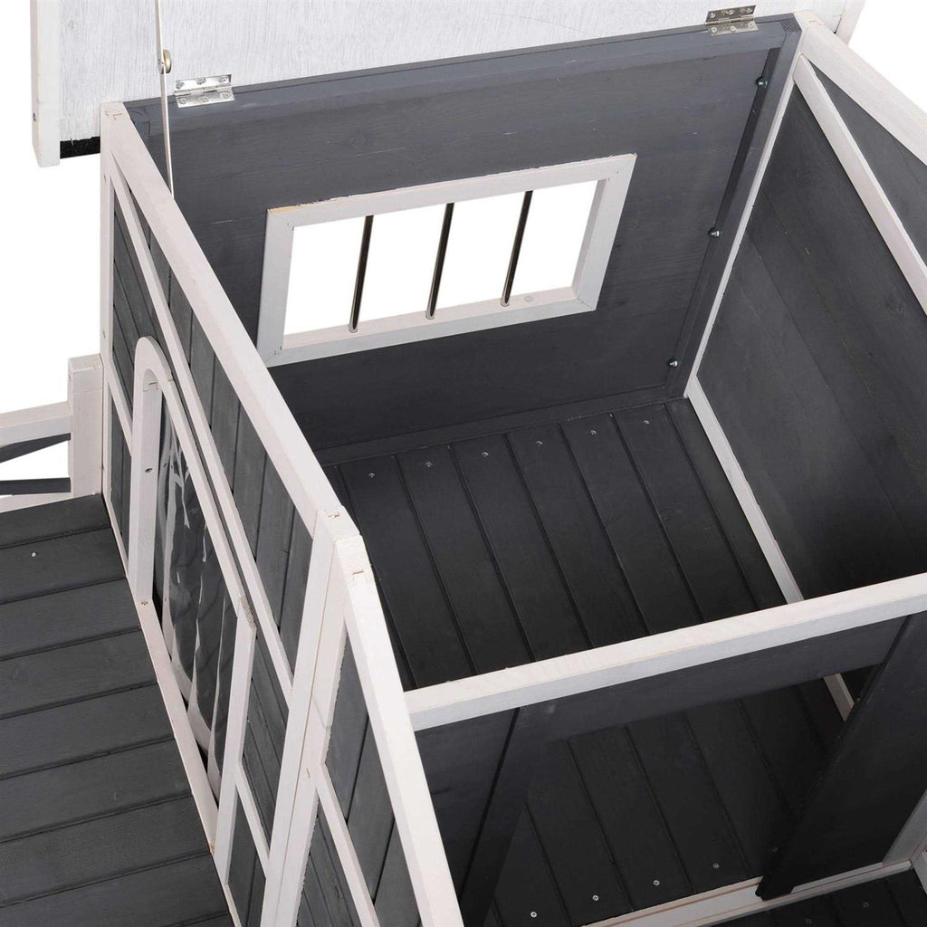 Large Wood Dog House with Porch Deck O539