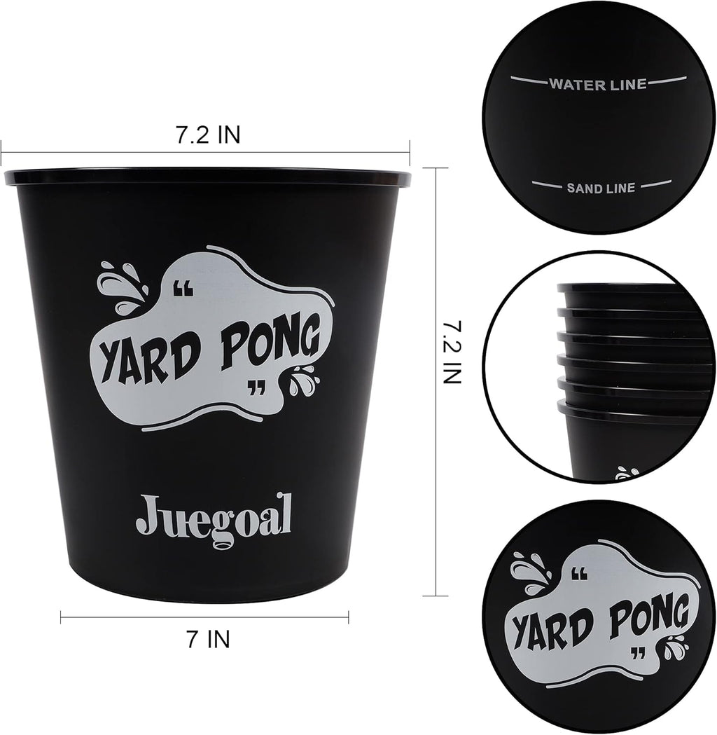 12 Buckets and 4 Balls Black Outdoor Toss Game Set U41913