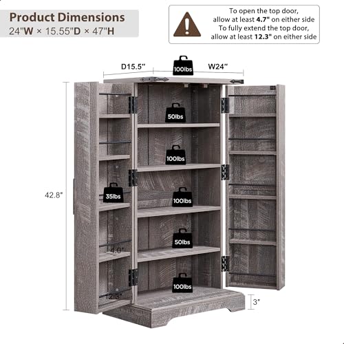 Off White Tall Kitchen Pantry with Barn Doors E43825
