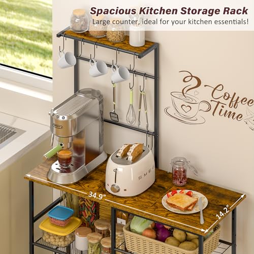 6-Tier Rustic Brown Kitchen Storage Shelf Rack U14756
