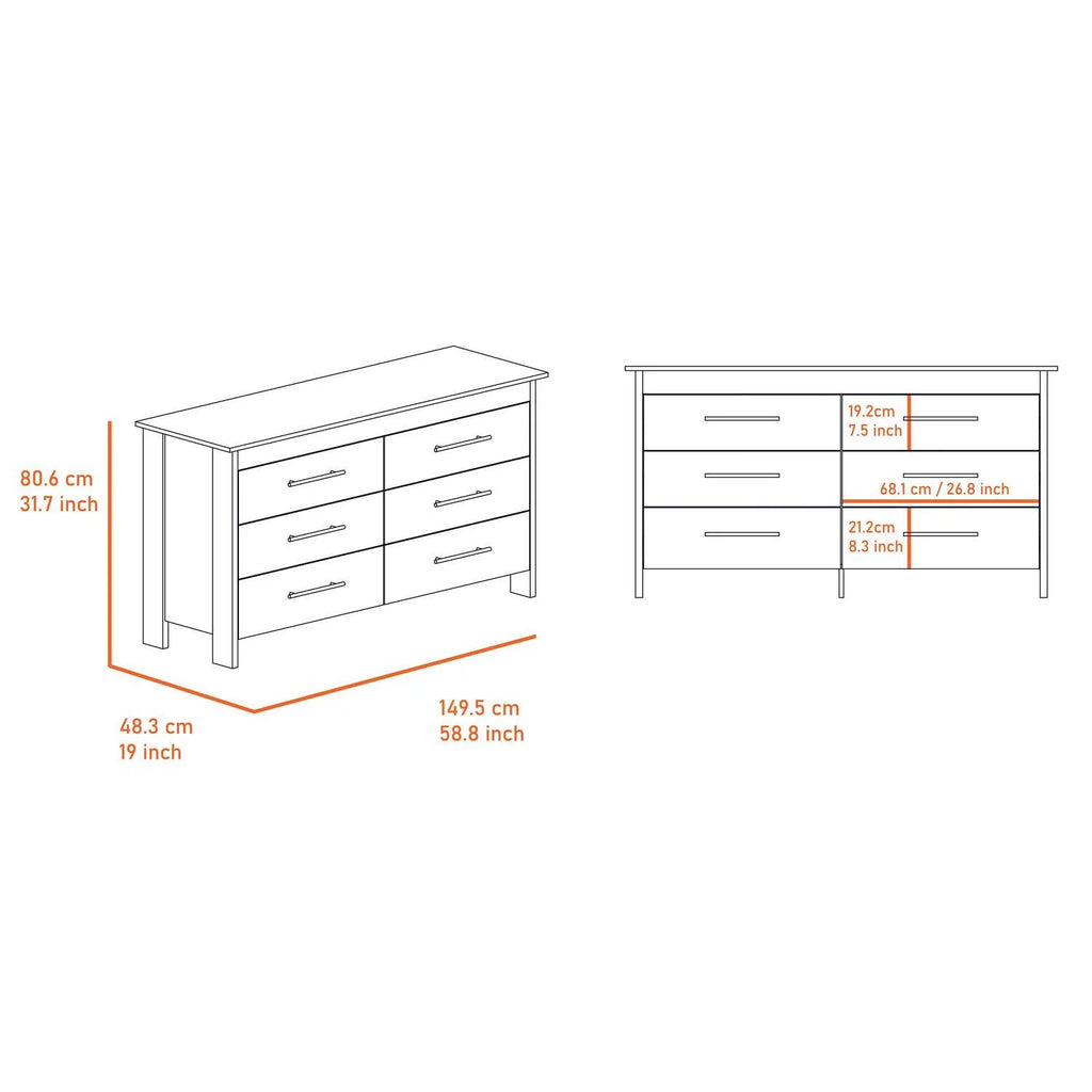 3-Piece Bedroom Set with Double Drawer Dresser and 2 Nightstands, White H24595