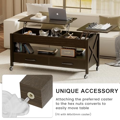 Black 47.2" Wood Lift Top Coffee Table with Storage H566831