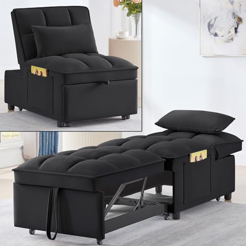 4 in 1 Sleeper Chair with Pullout Sofa Bed, Taupe T635