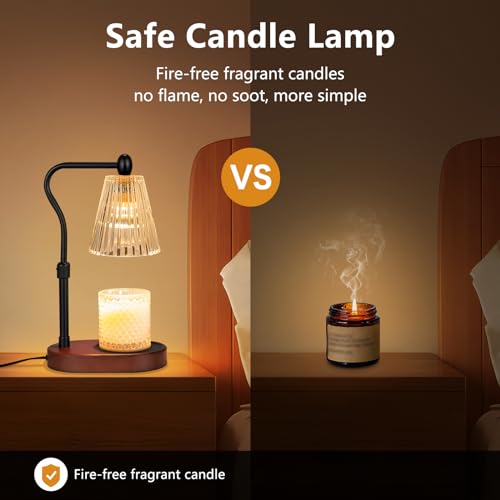 Candle Warmer Lamp with Timer and Dimmer Adjustable Height Electric Wax Melt Warmer with 2 Bulbs W33016