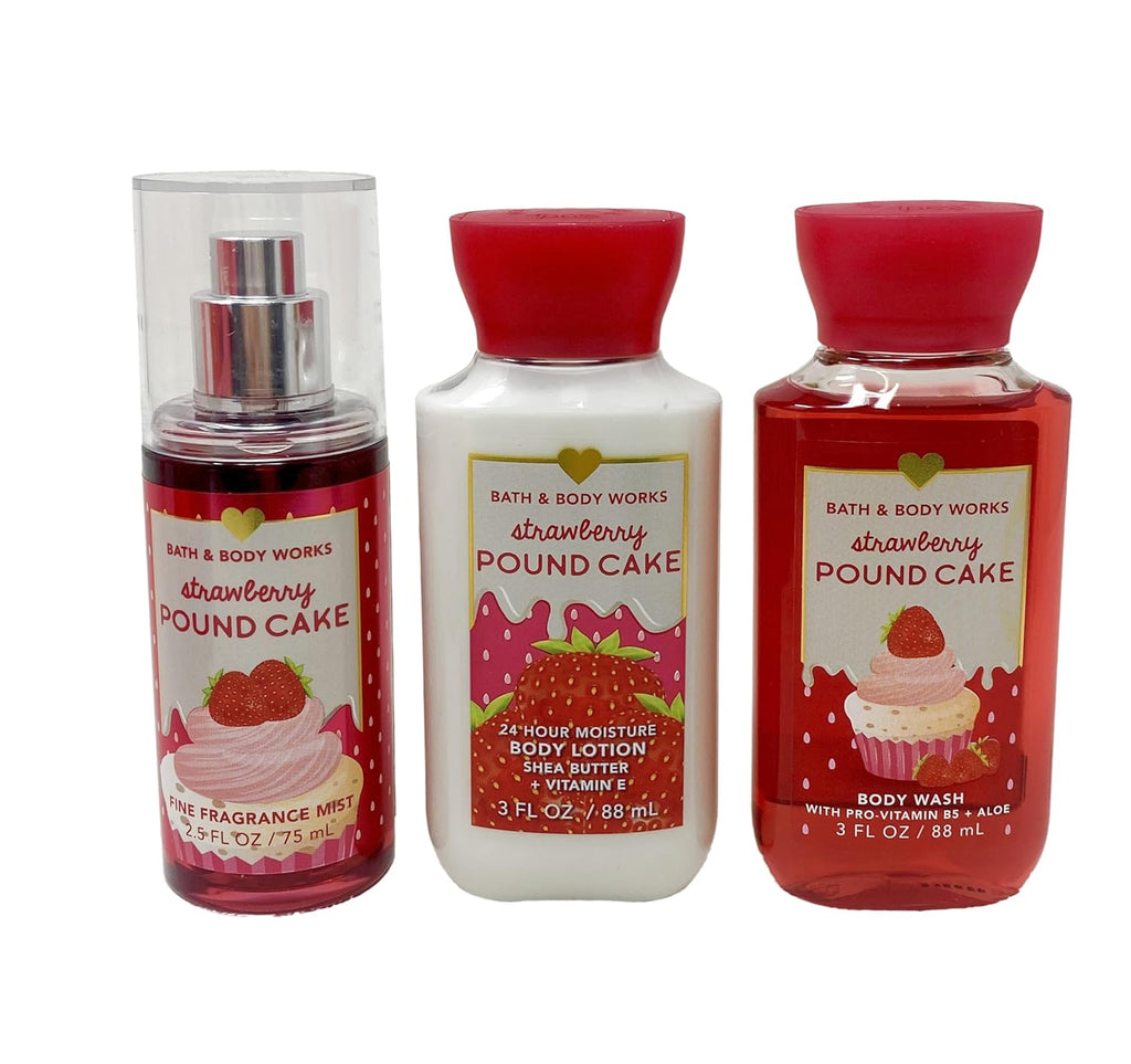 Strawberry Pound Cake Mini Gift Set Fragrance Mist Body Lotion Body Wash X34487