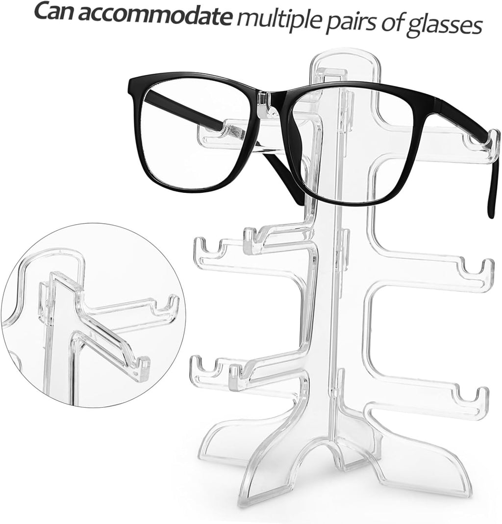 2 Pcs Transparent Plastic Glasses Display Stand Sunglasses Rack Organiser Holder L20889