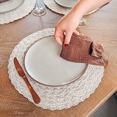 Set of 6 10 inch Ceramic Matte Dinner Plates Y9429