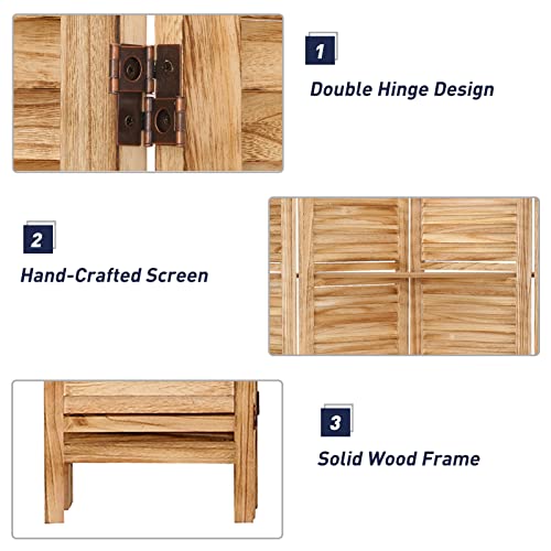 4 Panel Wooden Room Divider with Shelves (Deep Brown) L8493