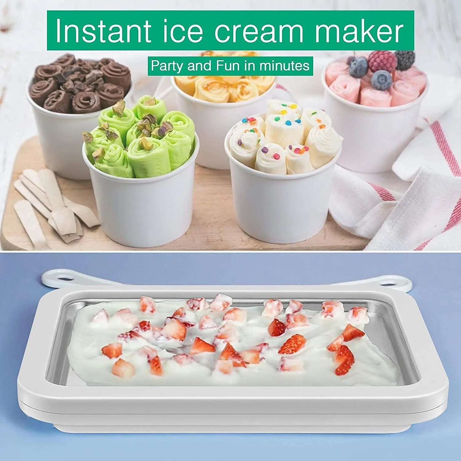 Ice Cream Roll Maker with 2 Spatulas Y6621