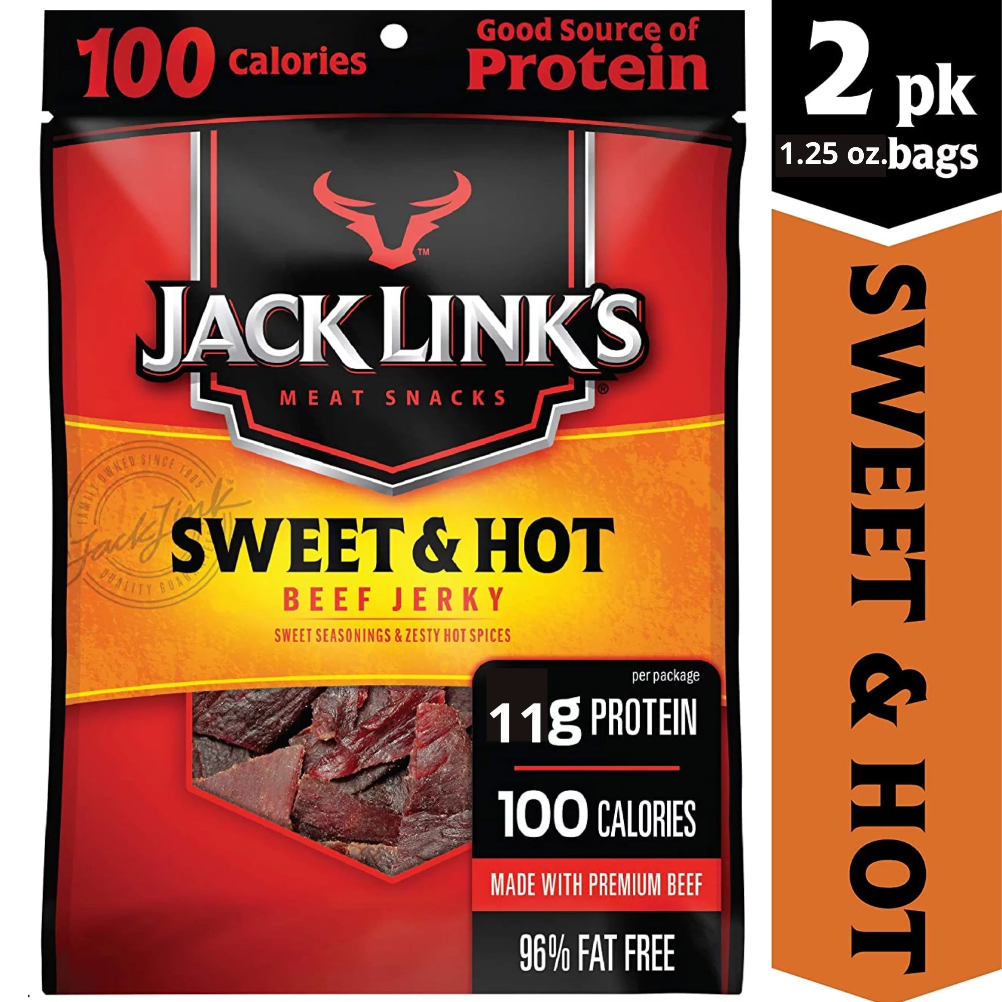 Beef Jerky Sweet and Hot, 1.25 Oz, 2 Bags T2270