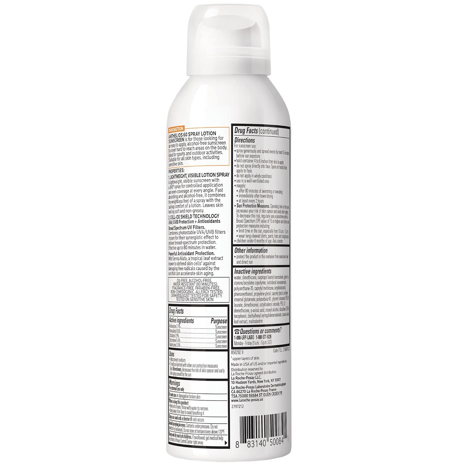 SPF 60 Sunscreen Spray Lotion, 5 Fl. Oz. L497