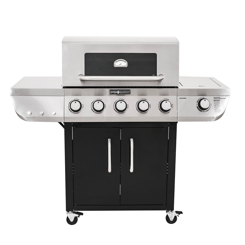 5-Burner Propane Gas Grill in Stainless Steel and Black E17823
