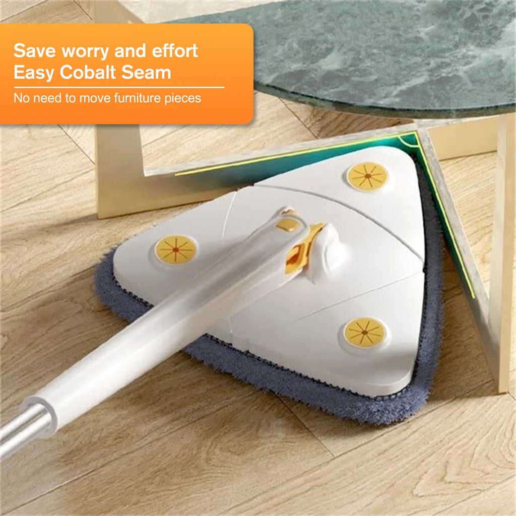 360° Adjustable Rotatable Triangle Cleaning Mop with Push-Pull Squeezing, Dry & Wet Mop N378