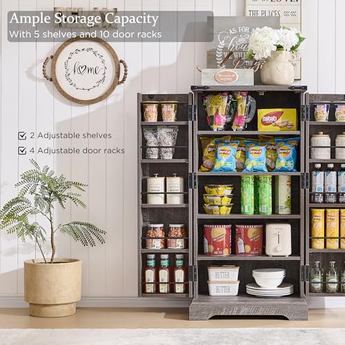 Off White Tall Kitchen Pantry with Barn Doors E43825