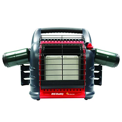 Black/Red Portable LP Gas Heater 4000 to 18000 BTU 3 Setting with Dual Tank Connection I437