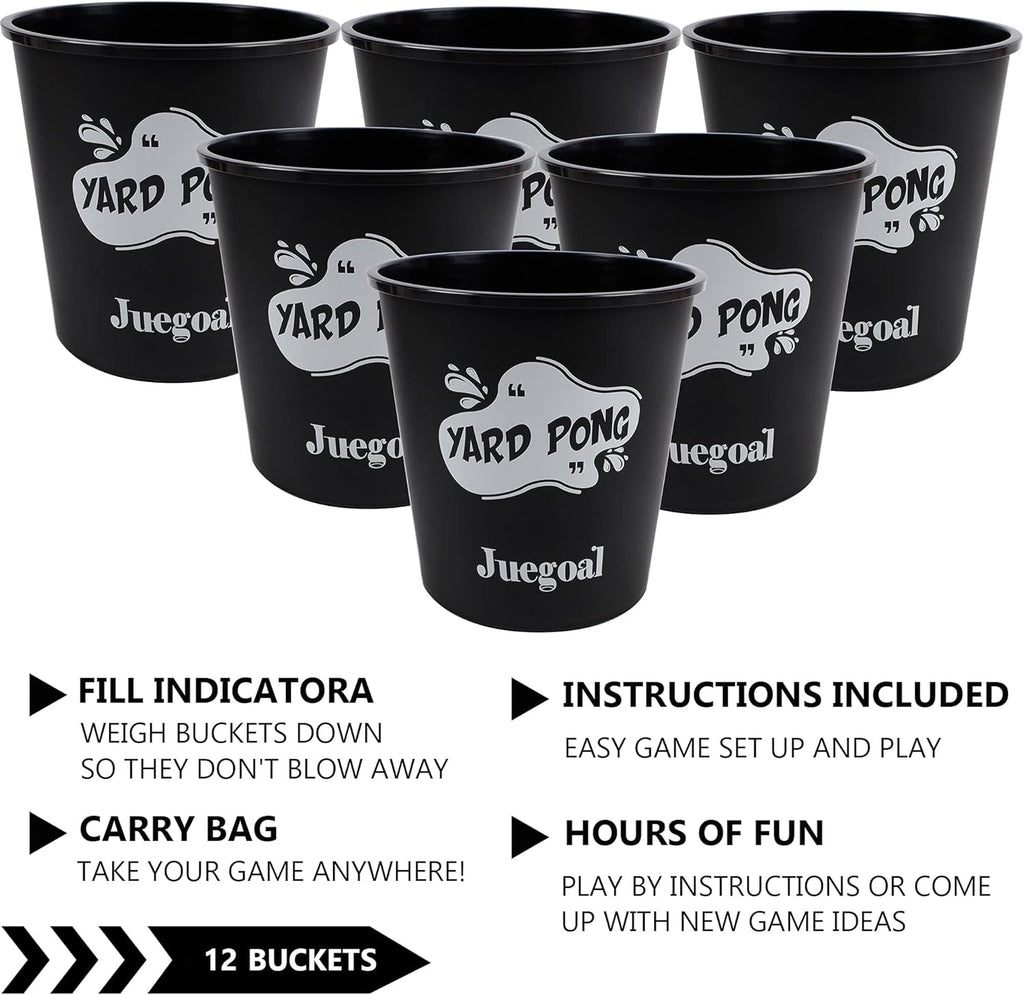 12 Buckets and 4 Balls Black Outdoor Toss Game Set U41913