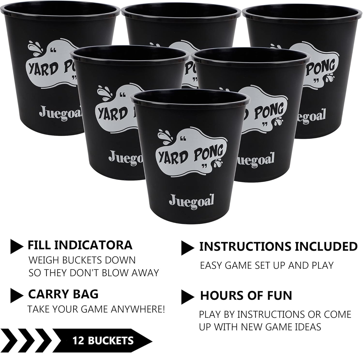 12 Buckets and 4 Balls Black Outdoor Toss Game Set U41913