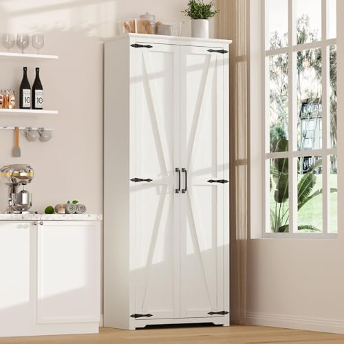 Brown 72" Tall Storage Cabinet with 6 Adjustable Shelves V710