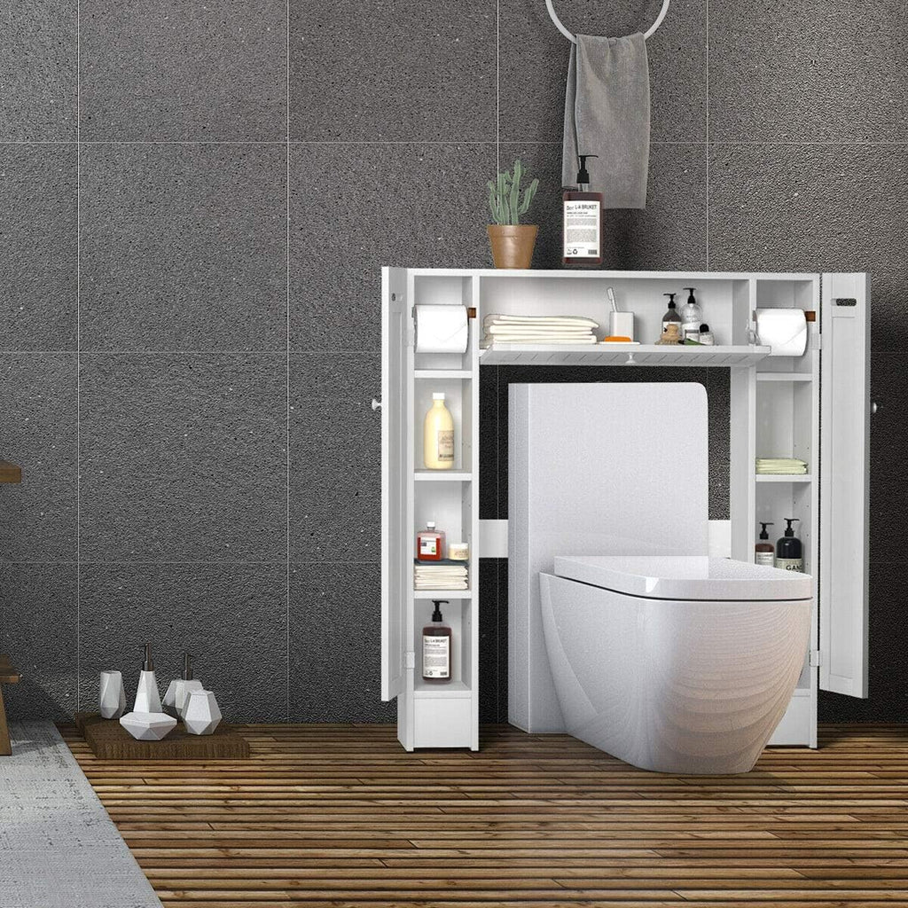 White Freestanding Over The Toilet Cabinet with 2 Side Doors G709