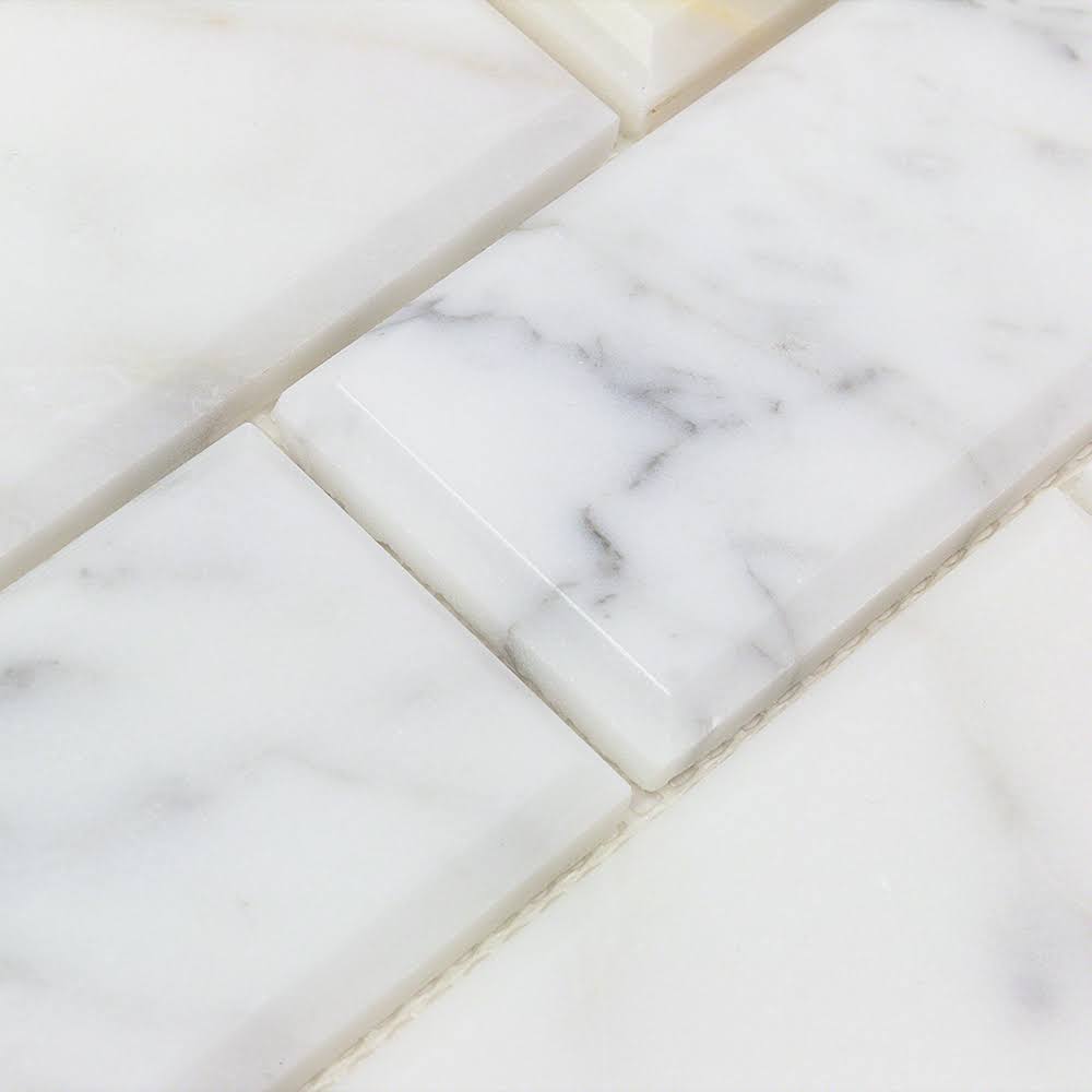 Beveled Marble Mosaic Tile White/Gray B56044