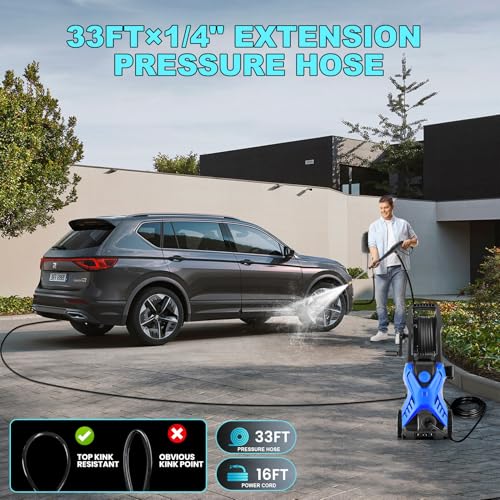 5000 PSI Adjustable Electric Pressure Washer with 33ft Pressure Hose and Foam Cannon Z529063