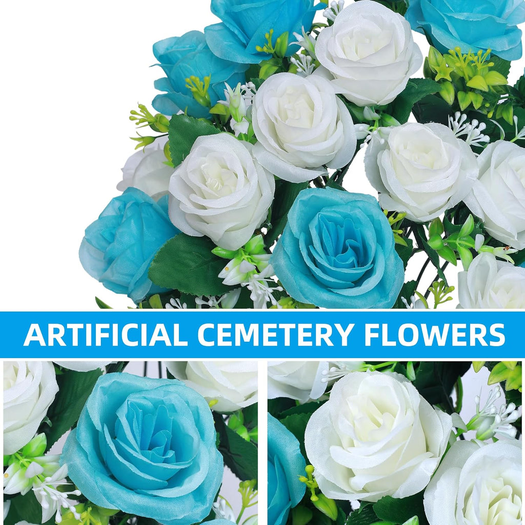 Light Blue Artificial Silk Flower Arrangement with Vase T8327