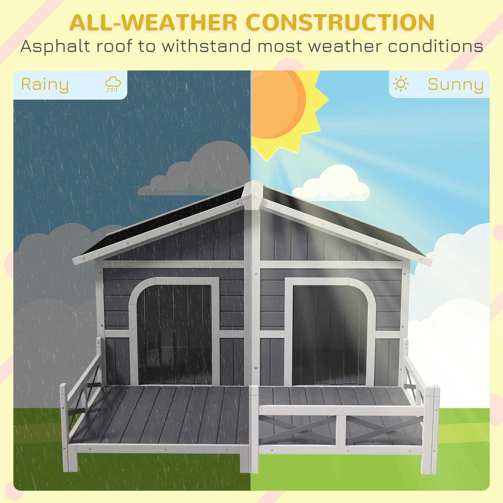 Large Wood Dog House with Porch Deck O539