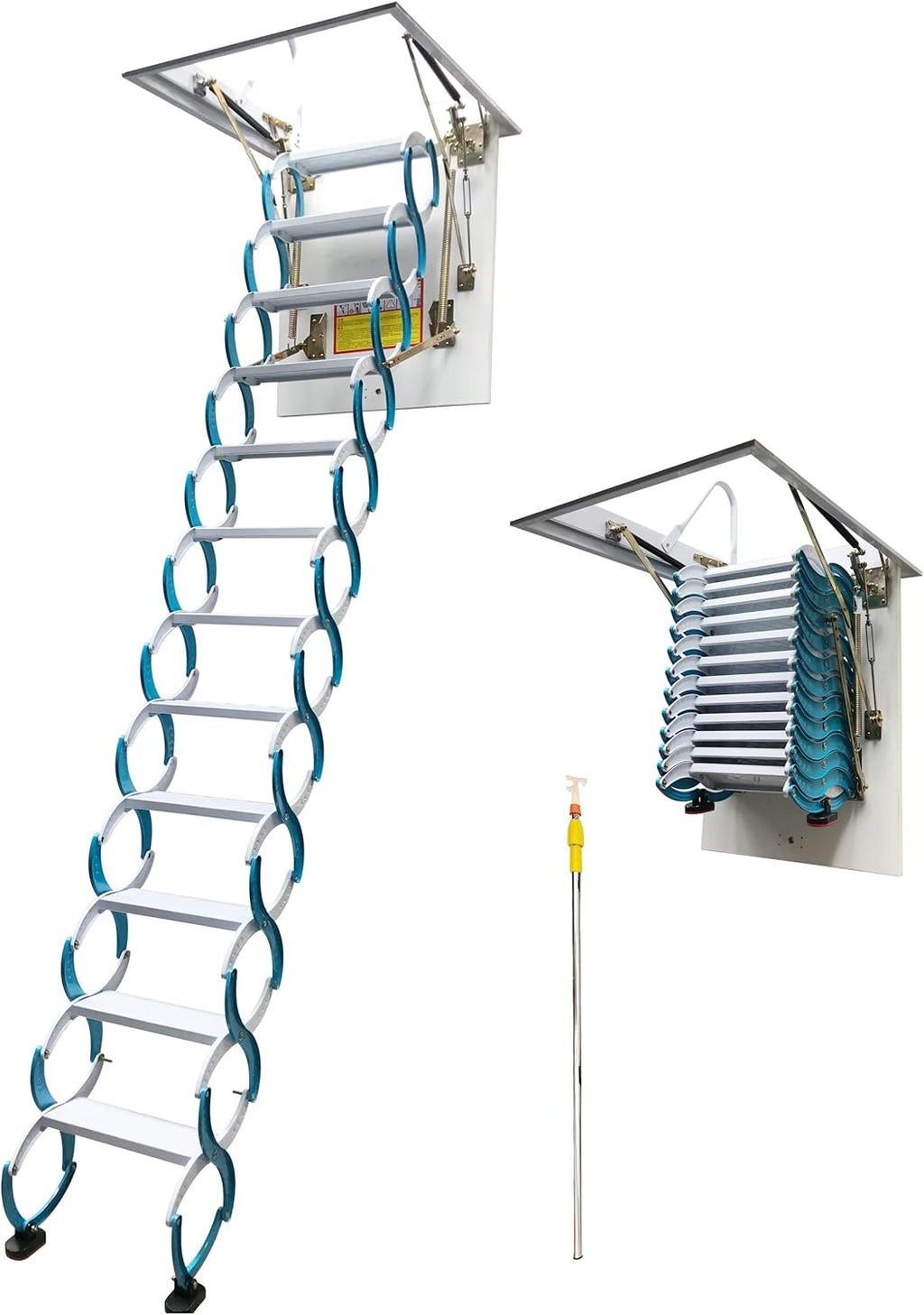 Blue Carbon Steel Folding Attic Ladder 9.8ft E80035