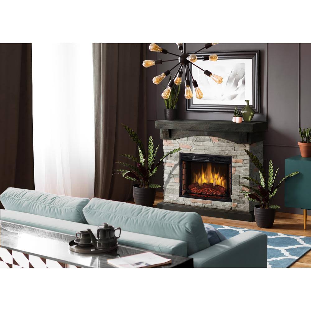 42x22 Grey Faux Stone Electric Fireplace U1999