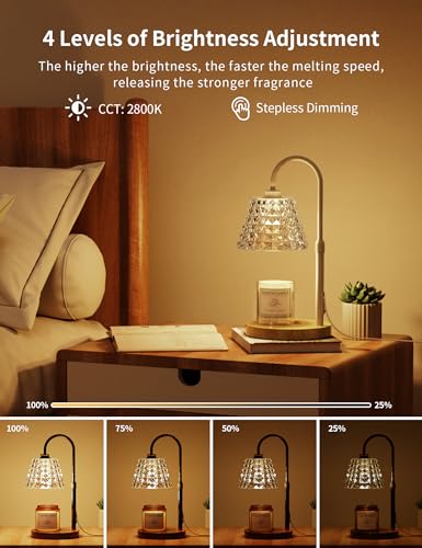 Candle Warmer Lamp with Timer, Adjustable Height, 2 Bulbs, 4 Levels Dimmable P80580