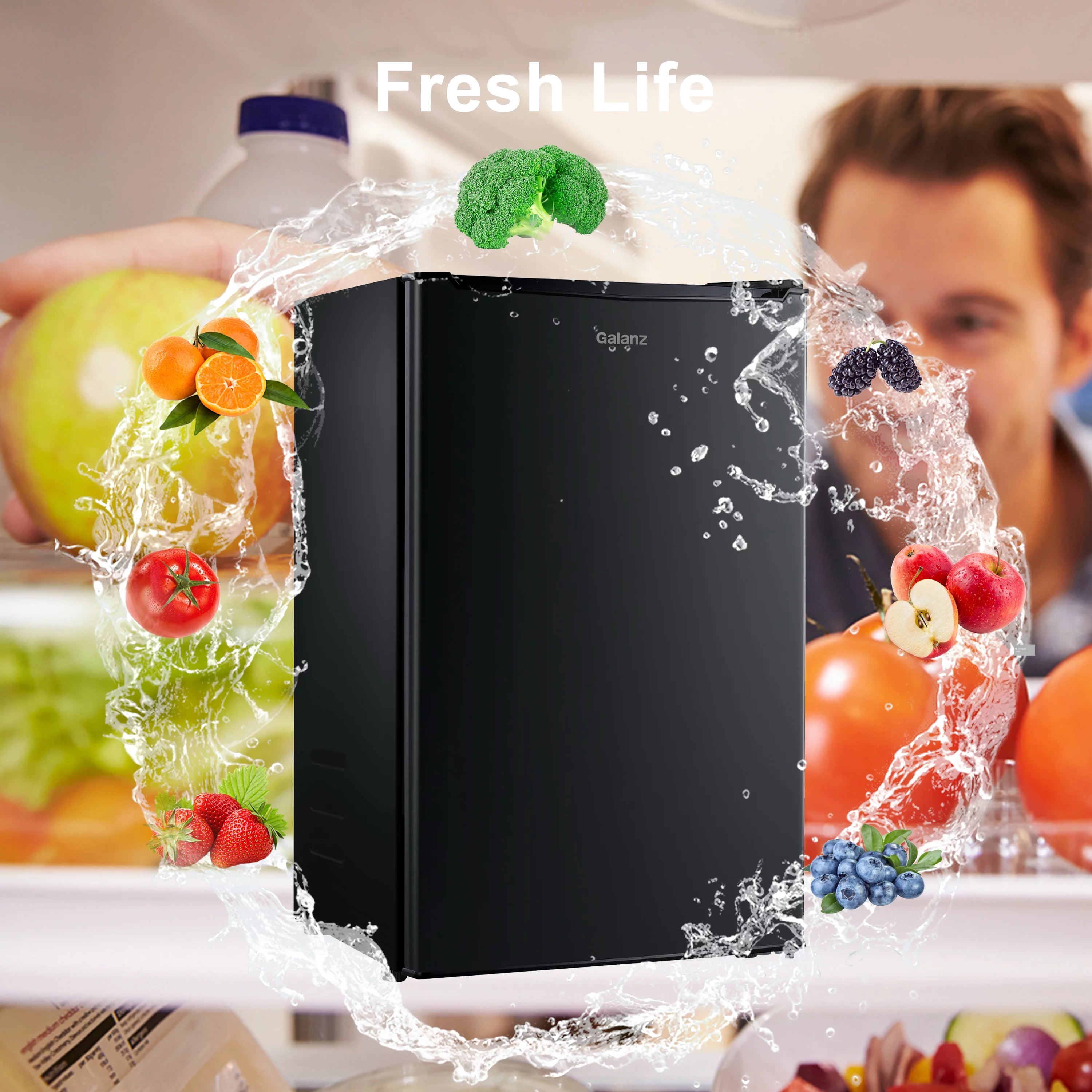 Black 3.3 Cu ft Single Door Mini Fridge Y2037