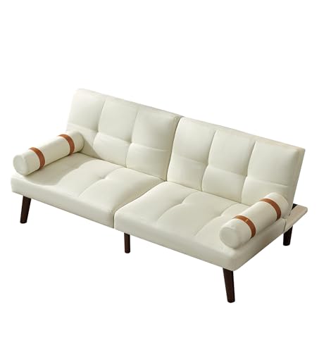 Light Green Convertible Futon Sofa Bed with 2 Removable Arms U330544