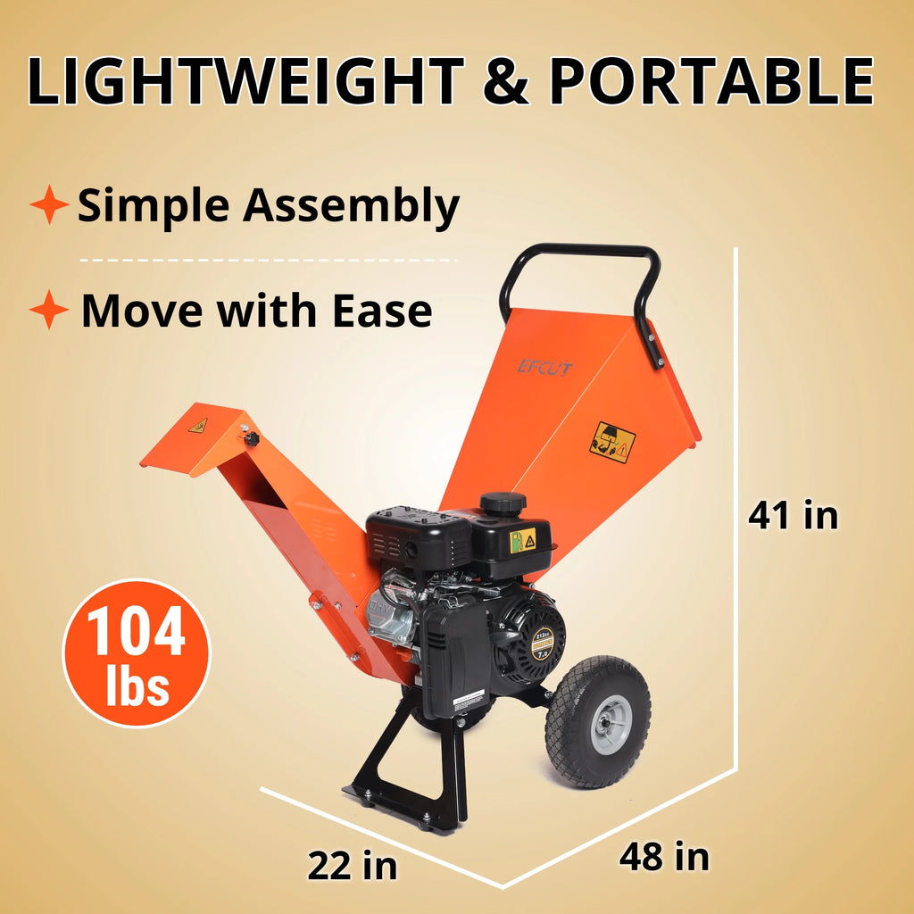 Wood Chipper Shredder Mulcher 7HP Gas Powered 3" Max Capacity E652706