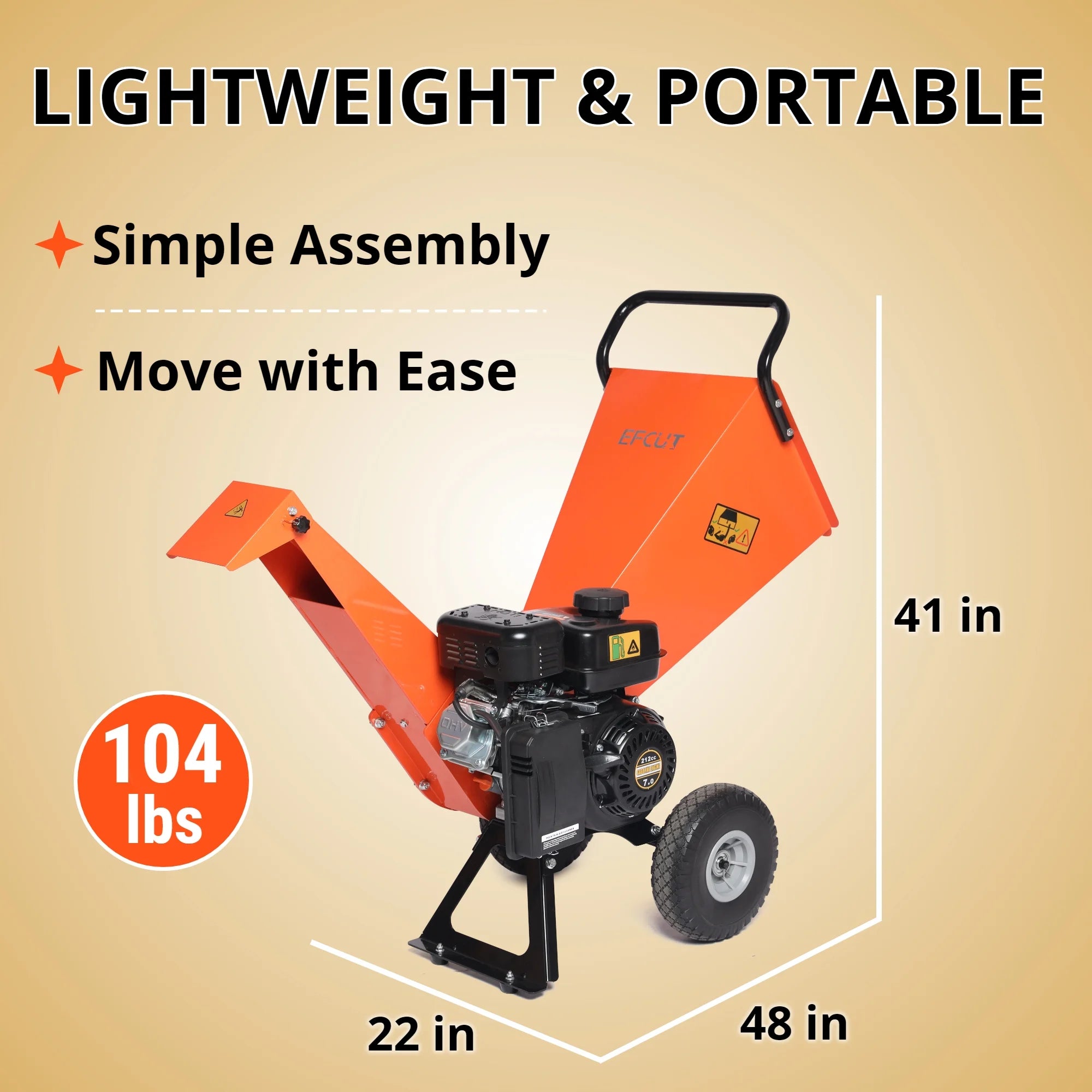 Wood Chipper Shredder Mulcher 7HP Gas Powered 3" Max Capacity E652706