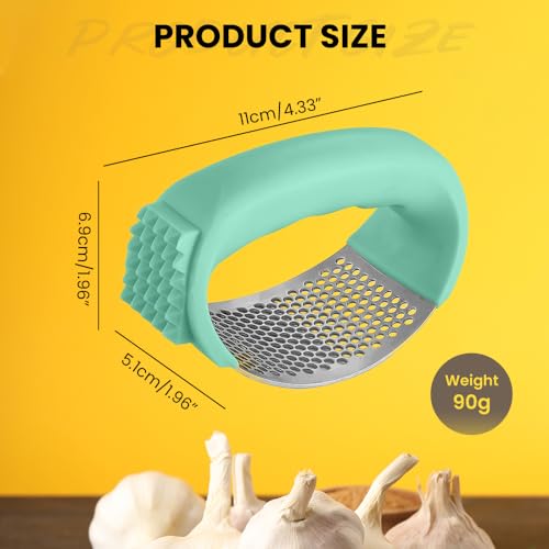 Stainless Steel Garlic Press Rocker with Peeler and Cleaning Brush C68912