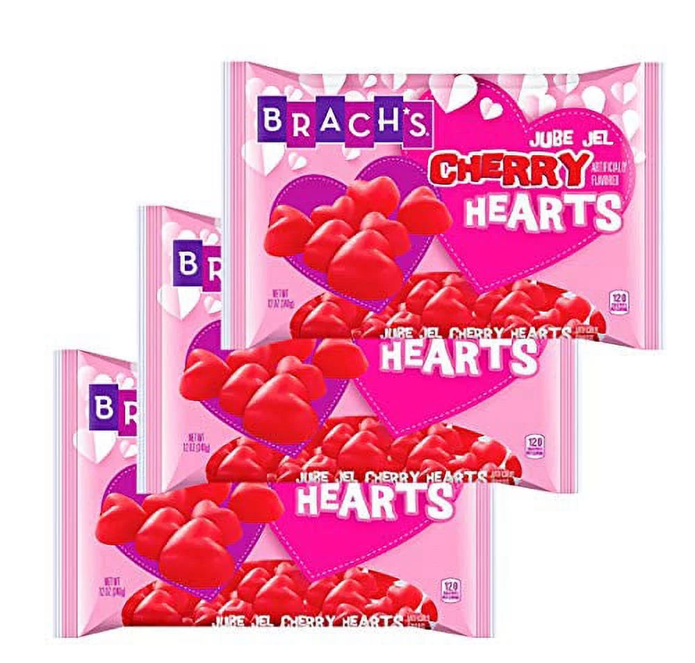 Cherry Hearts Jelly Candy Bulk Pack of 3 Bags - 12 oz Per Bag - 36 oz Total U2380