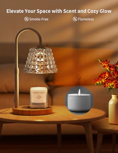 Candle Warmer Lamp with Timer, Adjustable Height, 2 Bulbs, 4 Levels Dimmable P80580