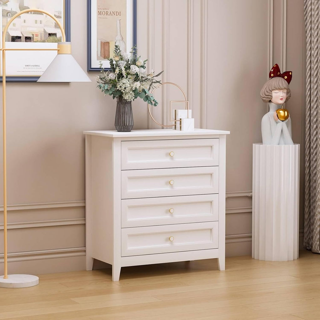 White Solid Wood Drawer Dresser I541241