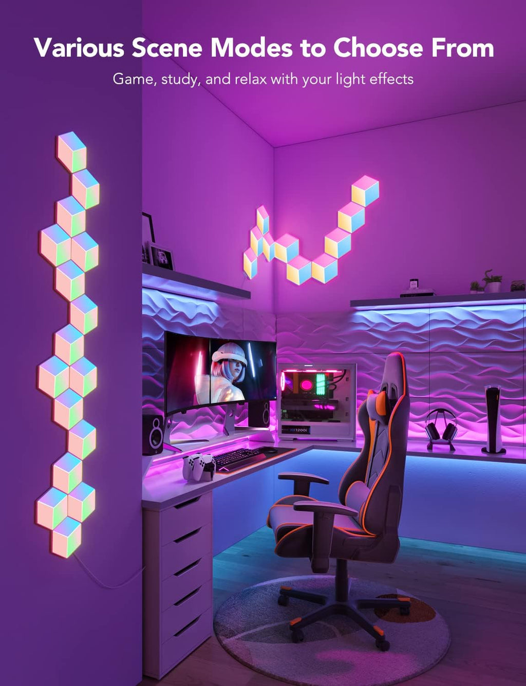 RGBIC 3D Hexagon Wall Lights, 10 Pack A778349