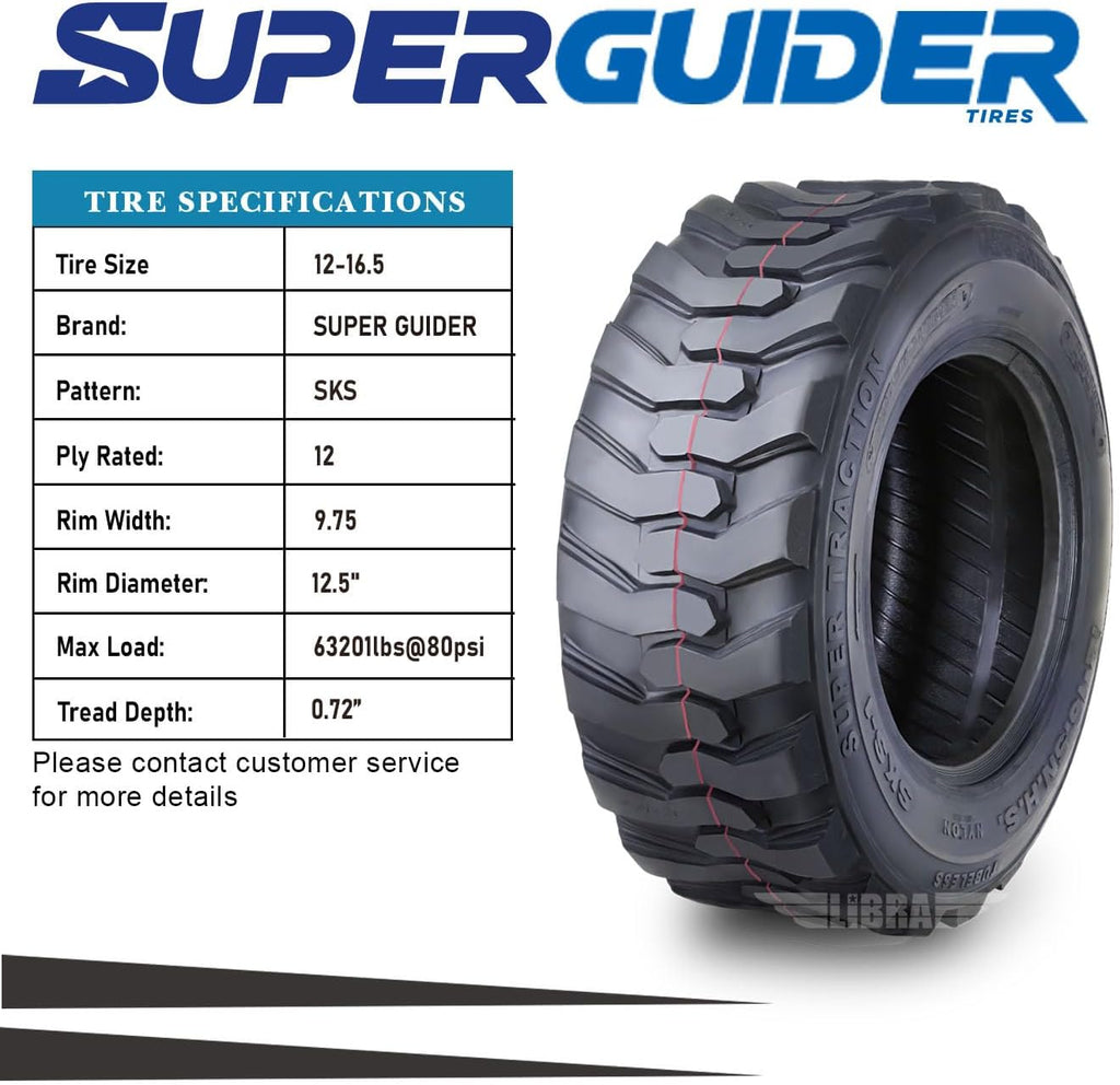 12-16.5 12 Ply Skid Steer Tire with Rim Guard Z594