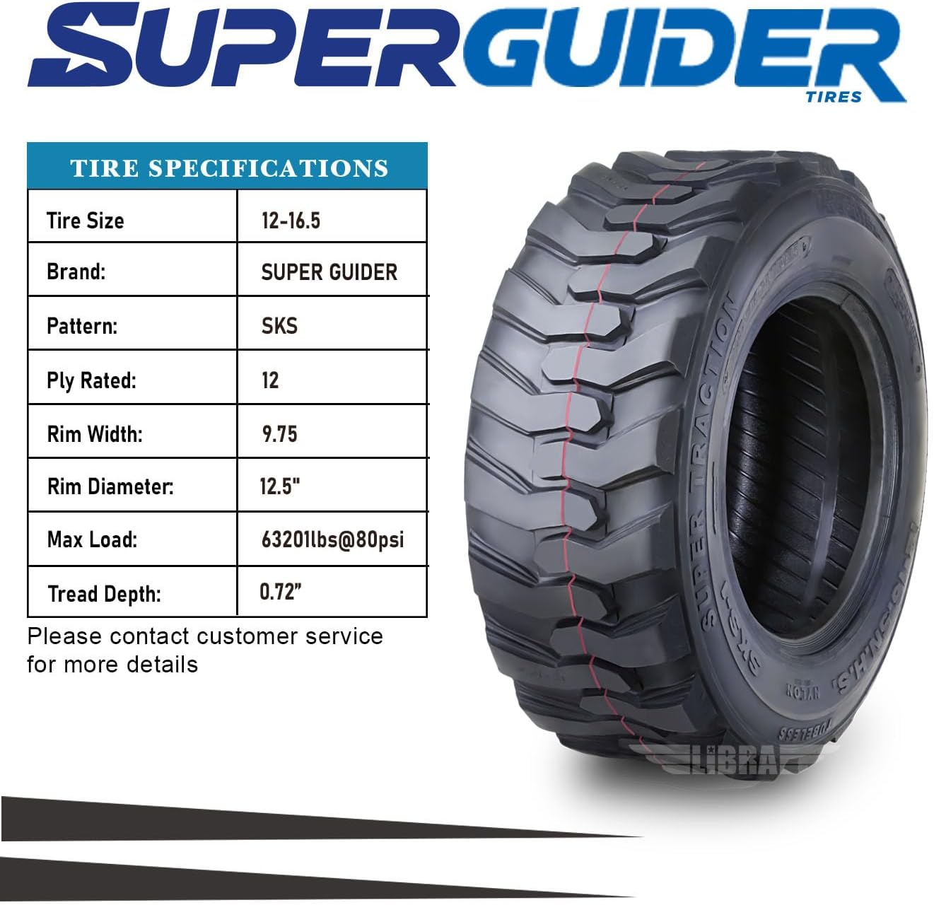 12-16.5 12 Ply Skid Steer Tire with Rim Guard Z594