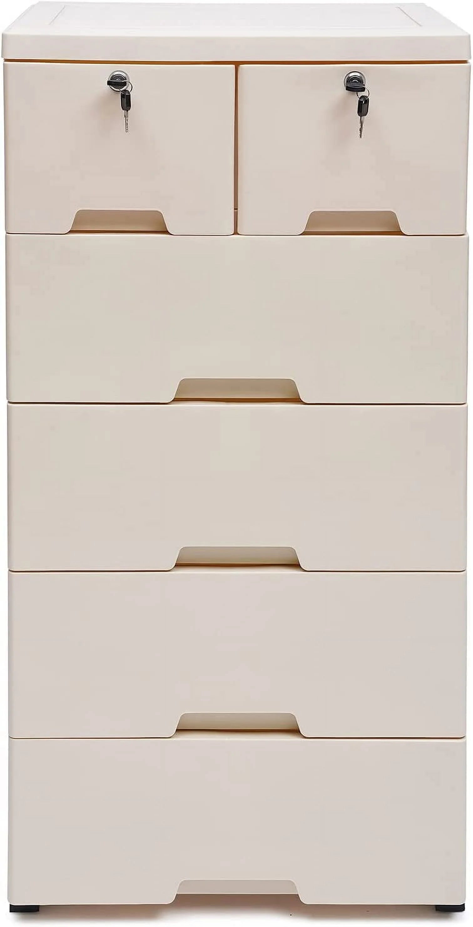 Beige Plastic 6 Drawer Dresser A4277