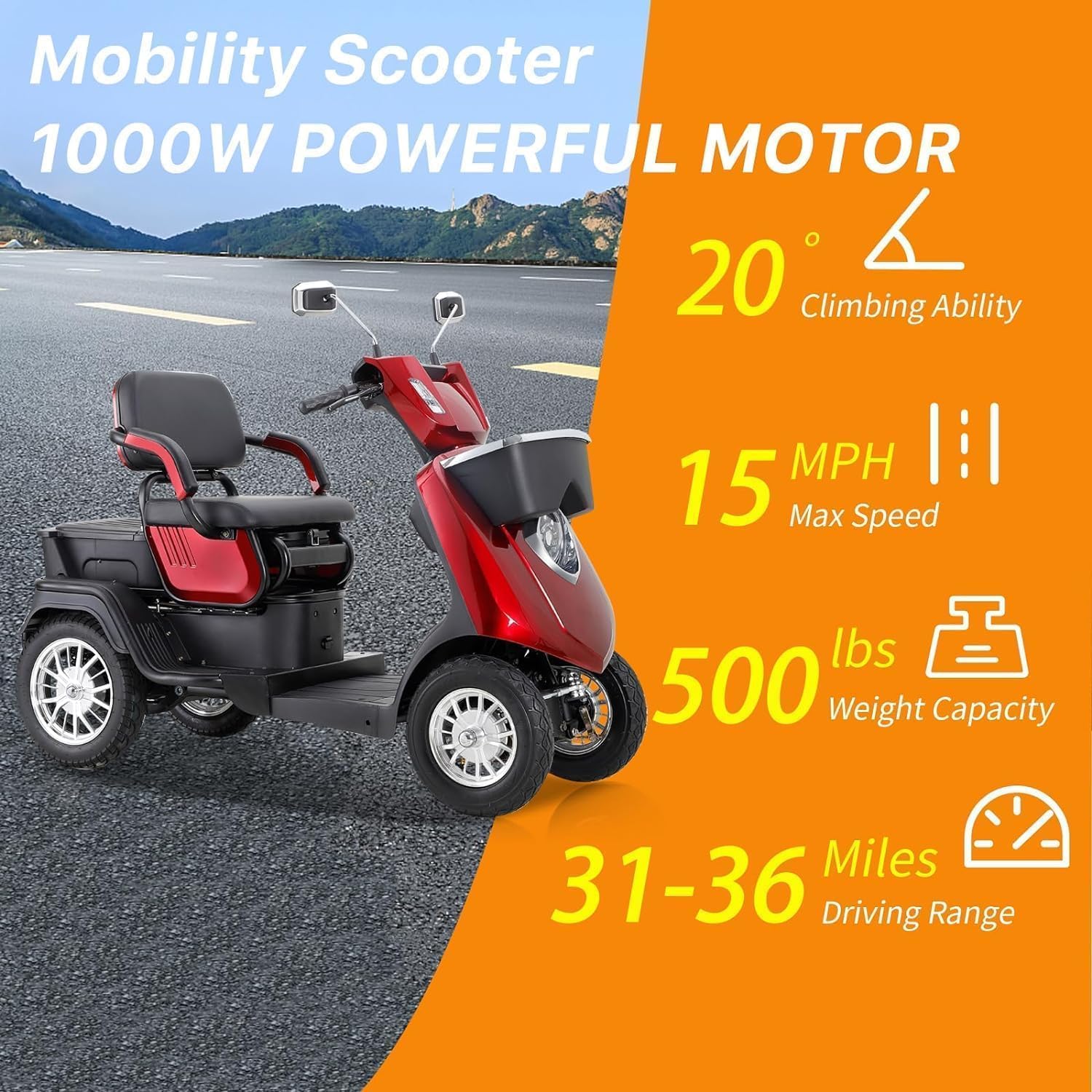 Red 4 Wheel Mobility Scooter Y8842
