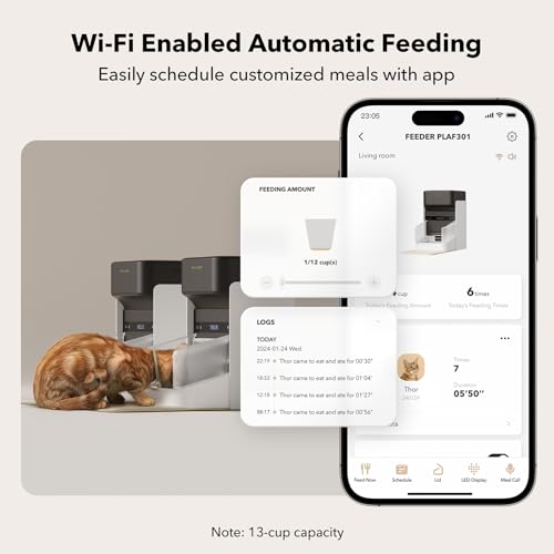 Automatic Cat Feeder, 3L, App Control with Light Collar Tag M1201